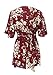 Lanzom Women's Red Boho V Neck Floral Print Romper Jumpsuit with Belt (Large)