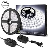 LE LED Strip Light, 16.4ft Dimmable Vanity Mirror Lights, 300 LEDs SMD 2835, Non-Waterproof LED Tape, Flexible Rope Light for Home, Kitchen, Under Cabinet, Bedroom, Daylight White