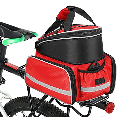 HINATAA Rear Rack Pannier Bag, 10-25 L Scalable Capacity, Waterproof Bike Bag With Shoulder Strap for Rear Seat, Road Bike MTB, Travel and Picnic (Red)