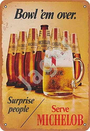 Amazon Com Jager Bowl Em Over Surprise People Serve Michelob Retro Metal Decor Wall Plaque Vintage Tin Sign For House Cafe Club Home Or Bar Home Kitchen
