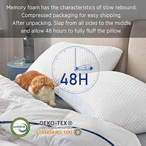 BEDSURE Shredded Memory Foam Pillow Standard Bamboo Side Sleeper