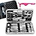 Personal Stainless Grooming Kit for Manicure, Pedicure, Nail and Facial Care Including Bonus Eyelash Applicator Tool