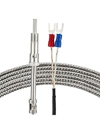uxcell   Sonda de sensor de temperatura termopar tipo muelle de 0.197 in x 1.181 in, sonda 32 ~ 752 °F (0 ~ 752.0 °F) rosca M12
