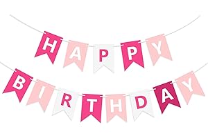 HENPISEN Happy Birthday Banner Pink Backdrop Decoration Birthday sign for wall Party Supplies Backyard Decore Birthday Flag Bunting