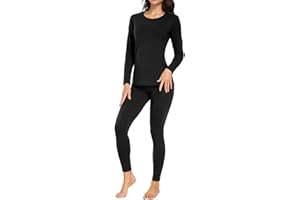 wirarpa Women's Thermal Underwear Sets Cotton Base Layer Set Lightweight Long Sleeve Top & Pajama Bottoms