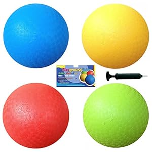 AppleRound 8.5-inch Dodgeball Playground Balls, Pack of 4 Balls with 1 Pump, Official Size for Dodge Ball, Handball…