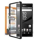 Orzly® FUSION Bumper Case Cover Shell for SONY XPERIA Z5 SmartPhone (Original Size Version of 2015 Model) - Protective Hard Cover with Impact Absorbing BLACK Rubber Rim & 100% Clear Back Panel