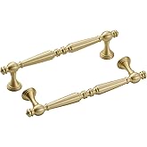 Urnew 5" Solid Brass Cabinet Pulls, Brushed Matt Gold 5-Pack | Solid Brass Bar Pull | Heavy Duty Hardware | For Kitchen Cabinets | Bathroom &amp; Dresser | Cupboard &amp; Wardrobe