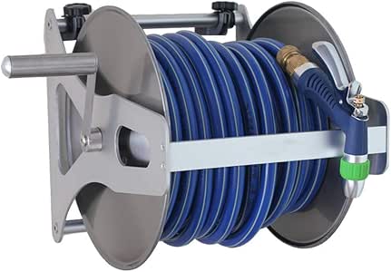 ZJDK Carrete de Manguera de Metal, Soporte de Almacenamiento de