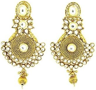 Harvi Creations Women’s Earrings Set Jewelry Designer Golden Polki Wedding Jewellery