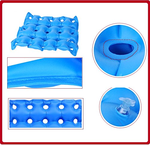Healthcom Inflatale Wheelchair Mobility Scooter Cushions Seat Cushion Heat Sealed Construction for Durability Back Support for Office Chair,Car,Truck,Plane,Wheelchairs,etc,Blue - Thumbnail 5