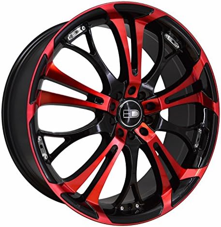 HD Offroad Spinout Custom Wheel - 16x7, 40 Offset, 5x100 Bolt Pattern, 73.1mm Hub - Gloss Black with Red Face Rim