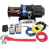 X-BULL 12V 4500LBS Synthetic Rope Electric Winch for Towing ATV/UTV/Boat Off Road
