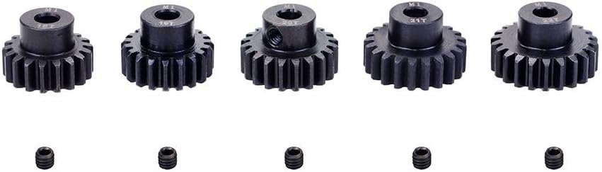 DollaTek 5PCS M1 5mm 18T 19T 20T 21T 22T steel metal Pinion Engine Gear for Rc Car 1/8 Brushed Brushless Motor - Image 5