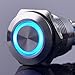 Ulincos® Momentary Pushbutton Switch U16B1 1NO Silver Stainless Steel Shell with Blue LED Ring Suitable for 16mm 5/8