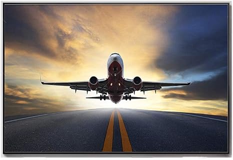 Amazon Co Jp 1ワンピースサンセット飛行機風景hdプリントポスターモダン壁アートパネルのためにリビングルームインテリア壁写真ノルディックhdキャンバス絵画インテリア50x75cmいいえフレーム ホーム キッチン