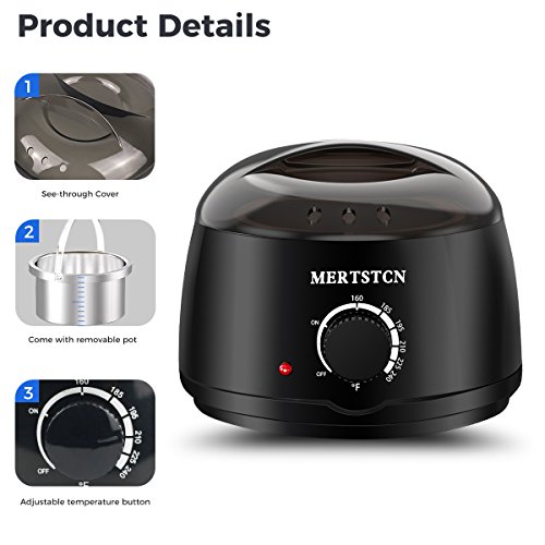 Wax Warmer Electric Wax Heater Hair Removal Waxing Kit with 4 Flavors Wax Beans and 10 Sticks Black