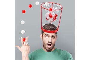 Lionoble 2 Sets Christmas Head Hoop Basketball Game - Adjustable Basket Net Headband Gag Gifts - White Elephant Exchange Game for Kids Adults - Xmas Holiday Birthday Carnival Party Fun Activities