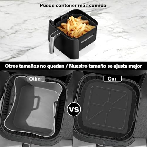 Rantuia 7PCS Silicona para Freidora de Aire, Reutilizable Moldes Accesorios para Freidora de Aire, 4 Moldes de Silicona para Freidora de Aire, Brocha de Silicona para Aceite, Guantes de Silicona