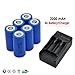 6 x 2000mah 3.7v Cr123a 16340 Li-ion Rechargeable Battery +Charger