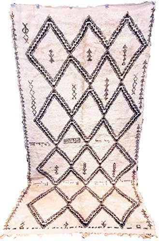 Beni Ourain Moroccan Area Rug 10'10" x 5'8" Handmade Shaggy Pile Wool Carpet - Ships from U.S.A.