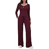 KOMEIANA Two Piece Sets for Women Long Sleeve Wide Leg Tracksuits 2 Piece Lounge Sets Winter Casual Sweatsuits Matching Sets