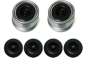 FENAETIMO Dexter Lube Trailer Axle Grease Cap - 2Pcs Bearing Dust Cap 1.98" with Extra 4 Rubber Plugs - Hub Grease Cover for 2,000 to 3,500 lb Trailer