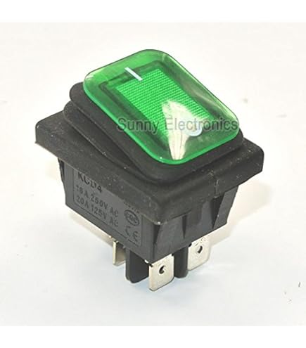 Lot De 2 Interrupteurs à Bascule DPST étanches - Voyant Vert, 4 Bornes - 16A/250V, 20A/125V - Pour Bateau, Marine