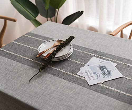 JZY Heavy Duty Cotton Linen Table Cloth for Rectangle Table Stitching Tassel Tablecloth for Dining Table Dust-Proof Table Cover for Tabletop Decoration (55"x120", S-Gray)