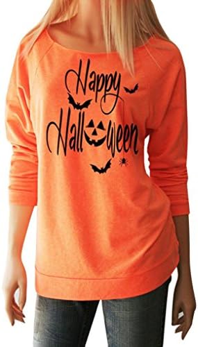 T-Shirt Halloween Women Witch In Famous Long Sleeve Tops Blouse Shirt By Haolly (Orange C, XL)