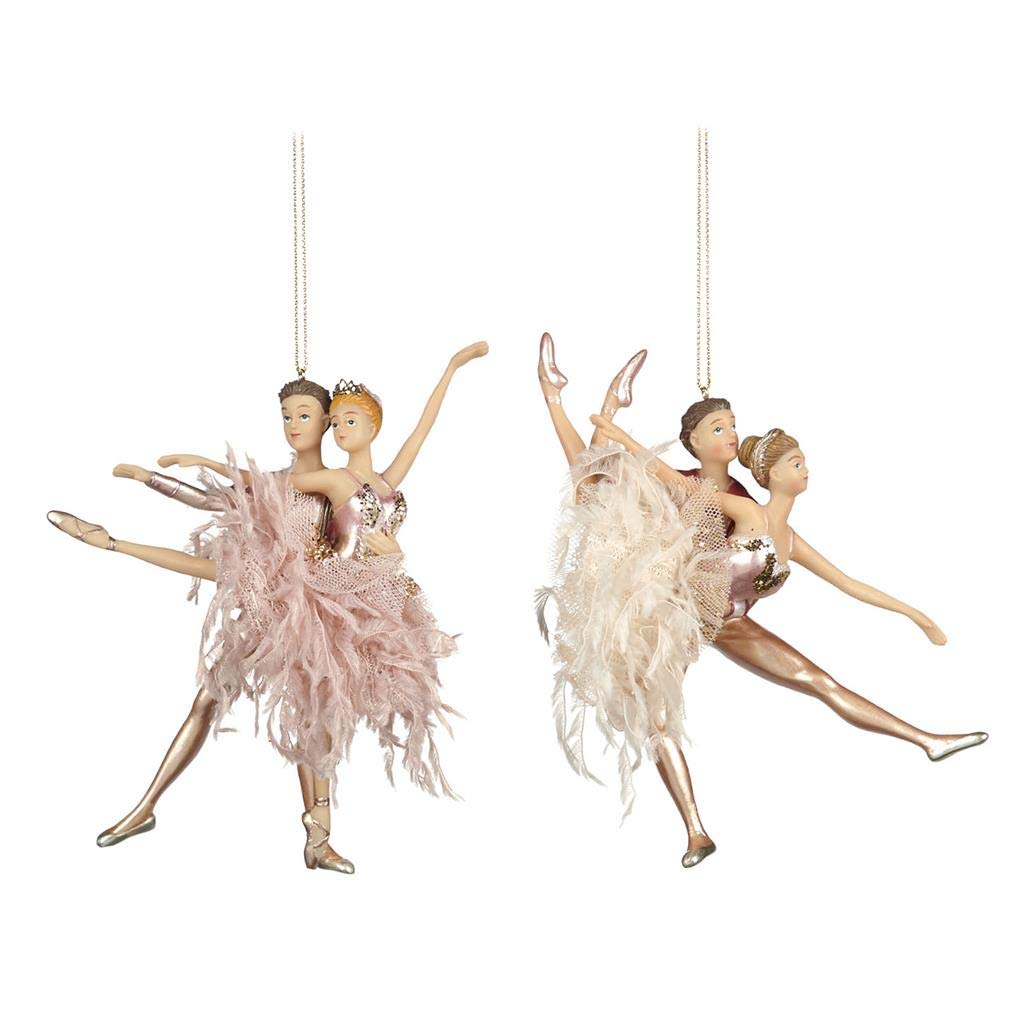 Goodwill: Resin & Fabric Ballet Couple 15 Centimetre Pink & Cream - Set of 2