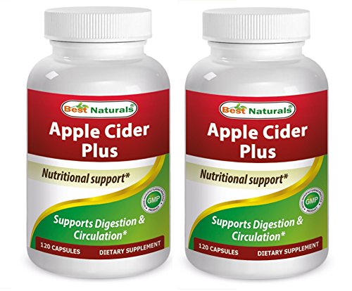 Best Naturals Apple Cider Vinegar Plus 500 Mg 120 Capsules - Vinegar Capsules for Healthier Digestion, Cleanse Body Naturally (Pack of 2)