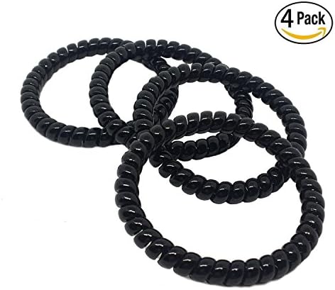 HAIR BRACELET (Pack of 4) Thin Black Hair Coils 4.5cm - Sleek, Minimalist, Strong-hold, Perfect firm hold for all hair types | EASY REMOVAL, NO HAIR DENTS, KINKS, OR CREASES