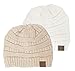 Thick Slouchy Knit Oversized Beanie Cap Hat,One Size,2 Pack: Beige/Ivory