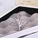 Redbarry Trendy Cross X Shaped Mid Finger Rings with Tiny CZ Paved in 18k White Gold Plated, Size 8
