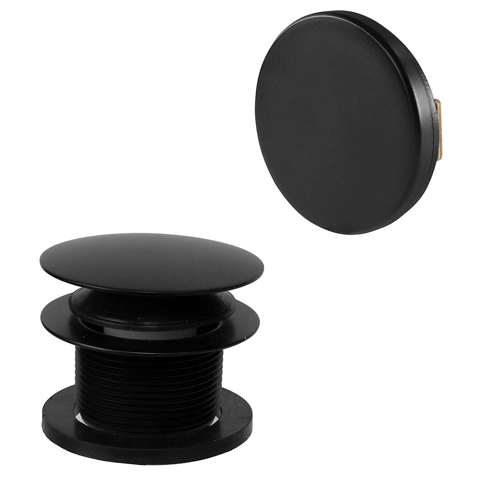 Photo 1 of Westbrass A398RK-62 1-1/2" NPSM Coarse Thread Mushroom Tip-Toe Bathtub Drain Stopper with Illusionary Overflow Faceplate, Matte Black