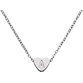PATIKIL Initial Heart Necklace for Women, 18K Gold Plated Stainless Steel Chain Dainty Personalized Name Letter A Pendant Necklaces for Woman Jewelry Gifts, Silver Tone