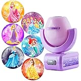 Projectables Disney Princess 6-Image LED Night Light Projector, Dusk-to-Dawn Sensor, Project Princesses Cinderella, Ariel, Aurora, Belle, & Rapunzel on Ceiling, Wall, or Floor, Pink/Purple, 11738