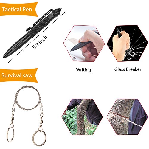 Halcent Survival Tools 11 In 1 Emergency Survival Kit with Fire Starter Emergency Blanket Compass etc Outdoor Wilderness Survival Kit for Camping Hiking Travelling