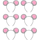 Beaupretty Mouse Ears Headband, 6pcs Mouse Costume Accessory Rat Ears Headband Kids Gray Cartoon Animal Headwear Cosplay Party Photo Props
