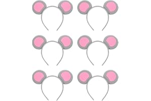 Beaupretty Mouse Ears Headband, 6pcs Mouse Costume Accessory Rat Ears Headband Kids Gray Cartoon Animal Headwear Cosplay Party Photo Props