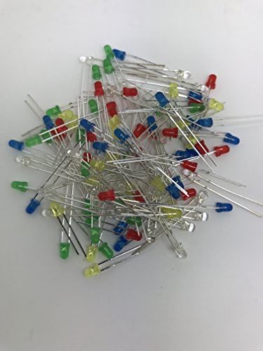 Led Diodes 3mm Light Emitting Luminous Diode Round LED Lamp Assorted Kit for Arduino Diy Science Experient White Red Yellow Green Blue 100pcs (5 colors x 20pcs)