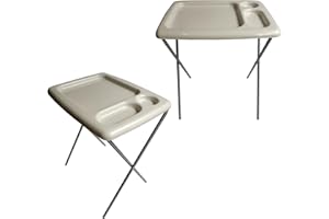 Brink House Folding TV Tray Table (Set of 2), Gray, 17 x 22 x 26 inches, Portable Indoor-Outdoor Glamping Trays with Space for TV Dinners, Laptop, Utensils, and Drinks