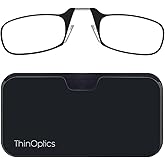 ThinOptics unisex-adult Reading Glasses + Black Universal Pod Case | Black Frames, 2.00 Strength Readers Black Frames / Black Case, 44 mm