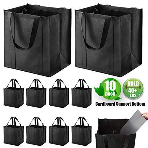 Set of 10 Reusable Grocery Bags Heavy Duty Shopping Bags Large (Large