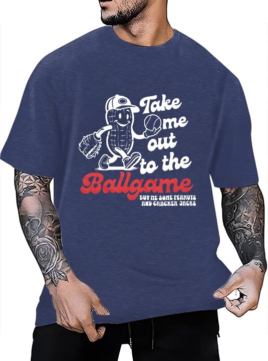 ECYJIO Baseball Shirts Men Take Me Out to The Ballgame Blue at Amazon