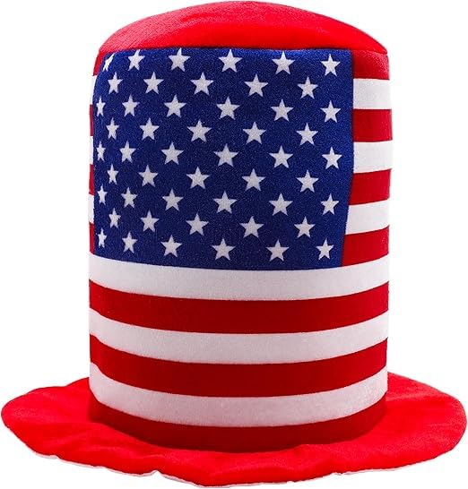 Toyland® Stars & Stripes USA Velvet Big Top Hat - American Fancy Dress Accessories - 4th July - Independence Day -Novelty Hats
