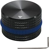 mxuteuk Black Aluminum Alloy + Blue Rubber Ring Potentiometer Control Knob Volume Audio Electric Guitar Bass Screw Type 25 x 