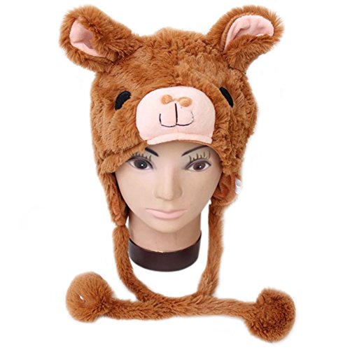 TopTie Halloween Animal Cosplay Hat With Ear Flap, Furry Animal Hood Cap