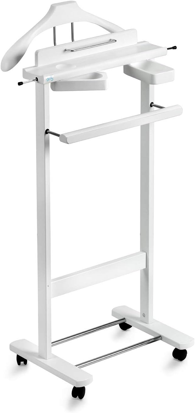 Aris Galant - Luxury Valet Stand In Solid Beech Wood - Handcrafted in Italy - White Finish